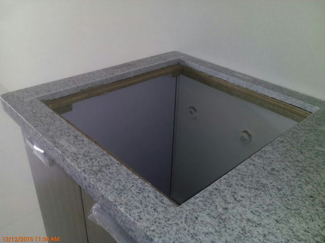 Before fixing the granite countertop, make sure the backing must overlap 