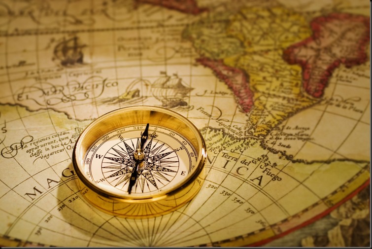 Compass and Antique Map