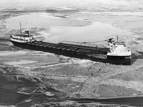 bulk carrier ship henry ford II lake superior winter ice