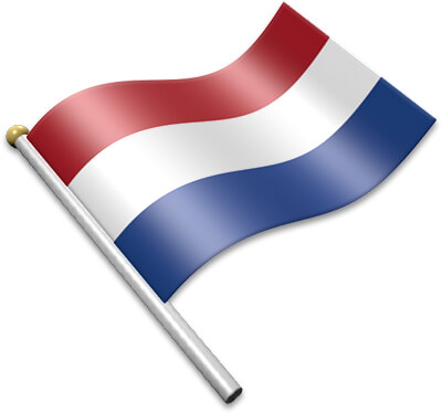 The Dutch flag on a flagpole clipart image