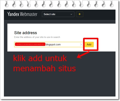 Cara daftar Blog ke Yandex