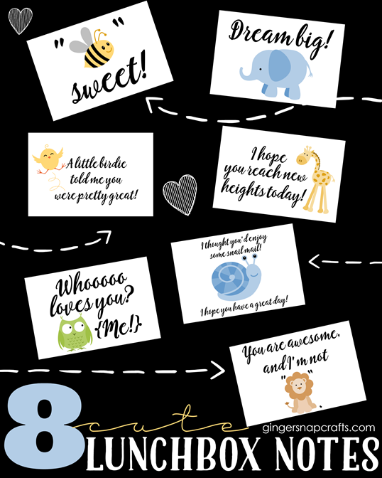 8 cute lunchbox notes at GingerSnapCrafts.com