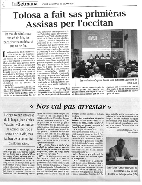 Assisas de la Cultura a Tolosa La Setmana 230911