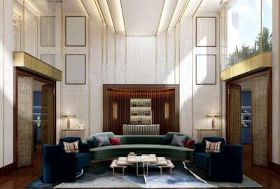 Source: Le Meridien Seoul website. The double-height lounge, Presidential Suite.