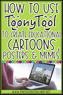 How to Use Toony Tool to Create Educational Cartoons, Posters or Memes for classroom projects. This free web tool will work on Chromebooks, laptops, computers or iPads!