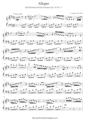 Partitura de piano gratis de Friedrich Kuhlau: Allegro (Sonatina Op.55, No.5)