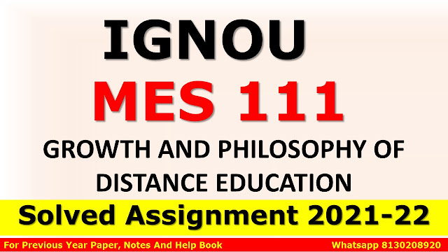 MES 111 Solved Assignment 2021-22