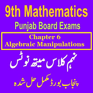 9th Class fully solved notes Algebraic Manipulations Notes