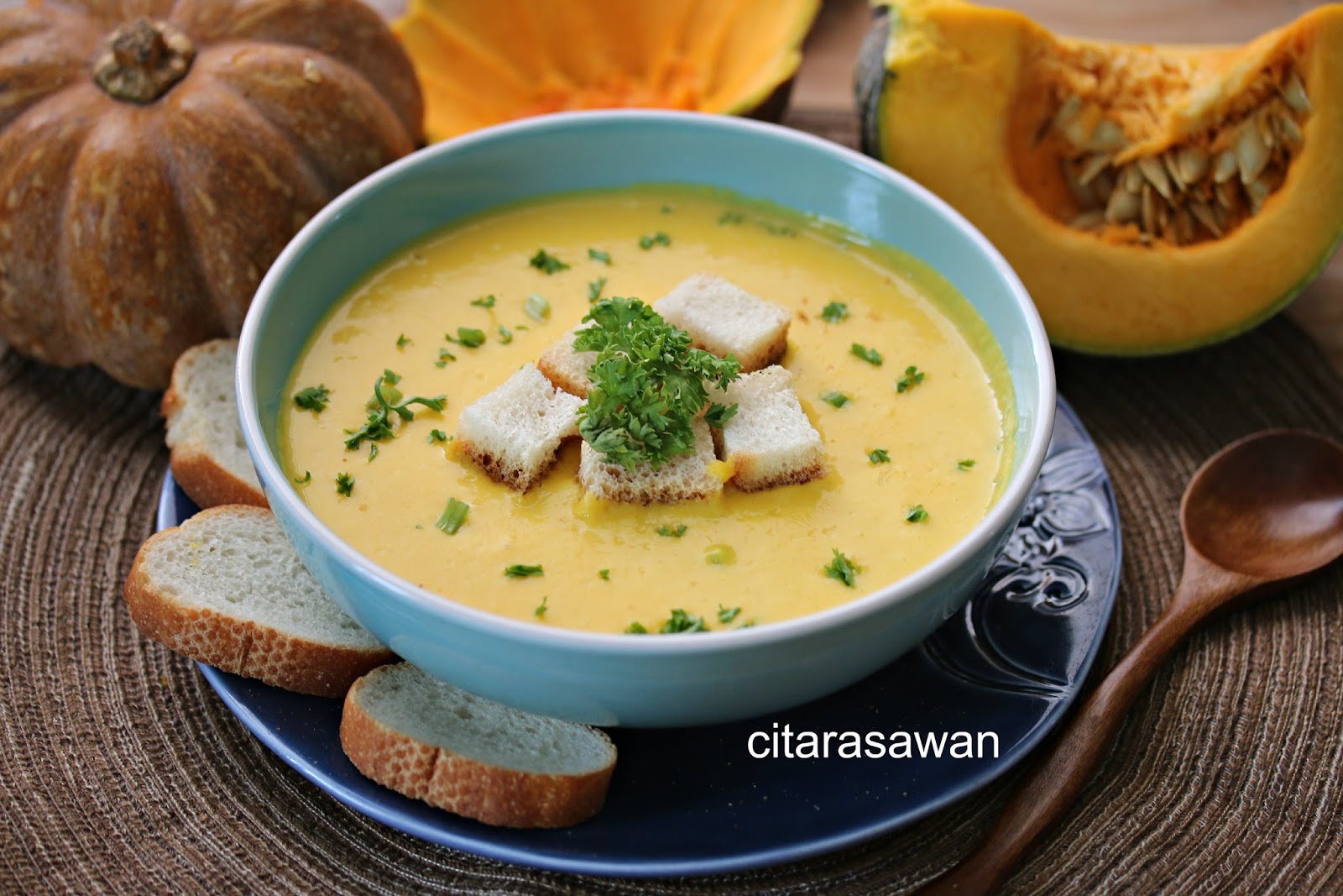 Sup Labu Berkrim / Pumpkin Creamy Soup ~ Resepi Terbaik