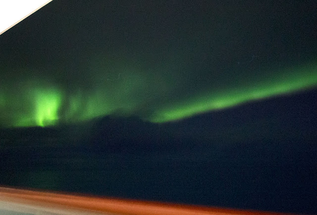 10-second exposure shows visible aurora from Viking Sea stateroom (Source: Palmia Observatory)