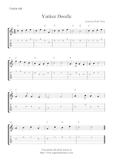 Yankee Doodle,easy free guitar tab sheet music score