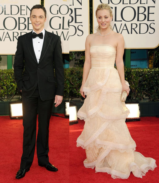 BIG BANG THEORY Kaley Cuoco y Jim Parsons en los Golden Globe 2011