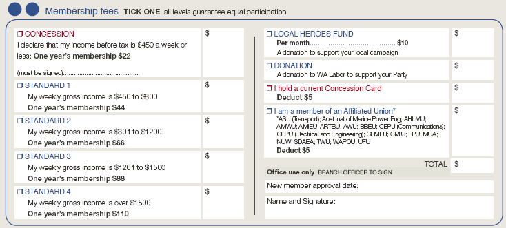 ALP membership fees