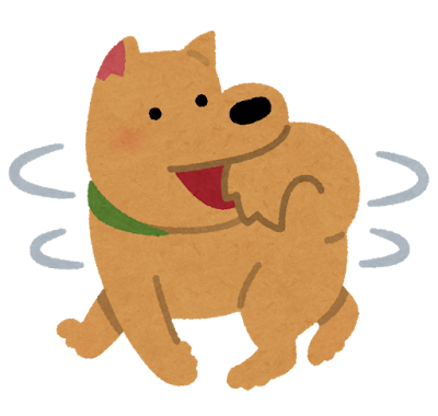 自分の尻尾を追いかける犬のイラスト