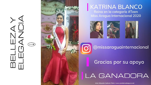 APURE: Katrina Blanco Coronada reina en categoría Teen miss Aragua Internacional 2020.
