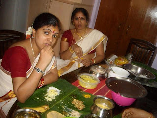 Malayali aunty having her onam feast.