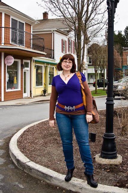 today's outfit, WIWT, street style, Velvet top, LnA tee, Fluevog boots, Betsey Johnson belt, DIY jeans