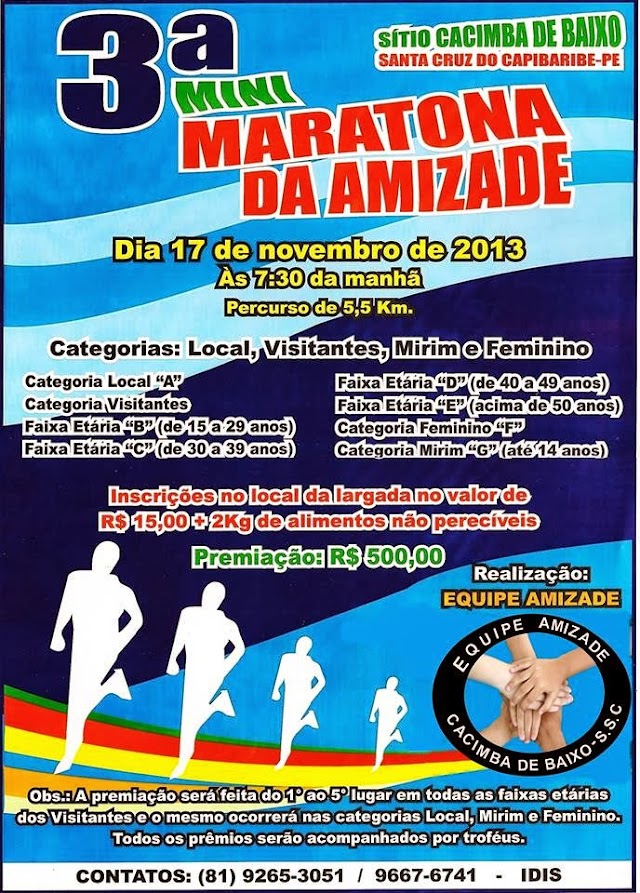 3ª Mini Maratona da Amizade no Sítio Cacimba de Baixo em Santa Cruz do Capibaribe