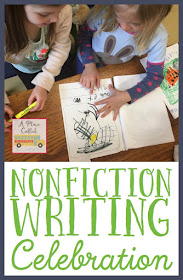 A nonfiction writing workshop celebration in Kindergarten. Lots of ideas on how to celebrate the end of your nonfiction writing unit with your Kindergarten students.