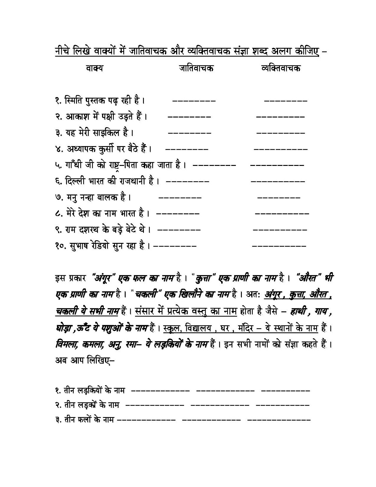 hindi grammar work sheet collection for classes 5 6 7 8 noun work sheets for classes 3 4 5 6 and 7 with solutions answers