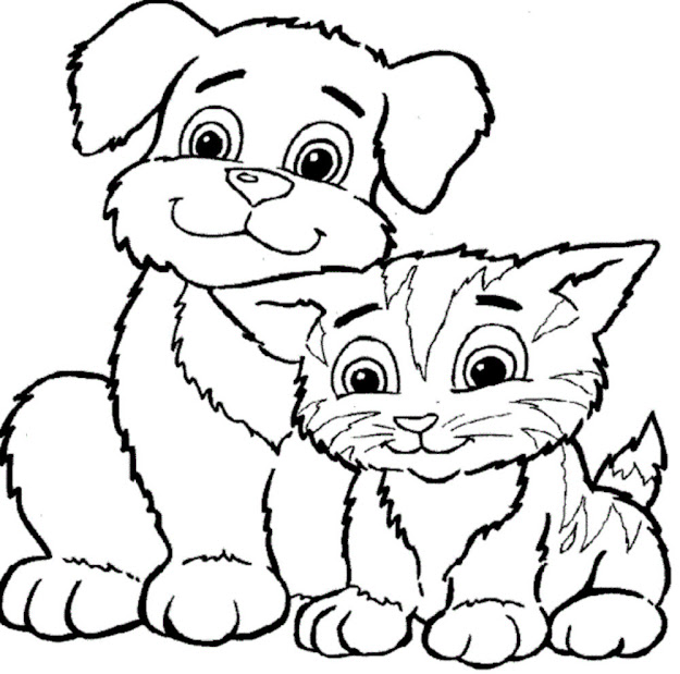 Dog And Cat Coloring Pages Printable