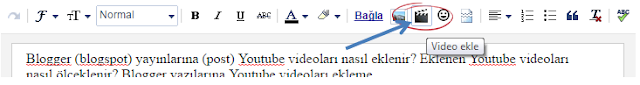 Blogger "Video ekle" butonu