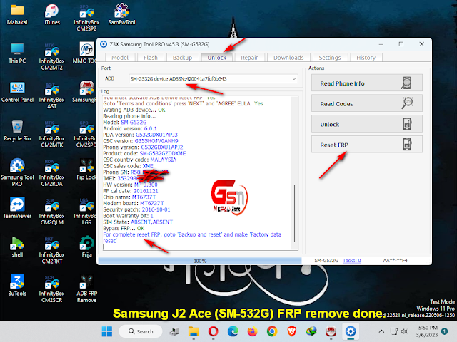 Samsung Galaxy J2 Ace (SM-G532G) Google ID (FRP) Lock bypass done.