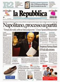 La Repubblica del 23 Aprile 2013 | ISSN 0390-1076 | TRUE PDF | Quotidiano | Cronaca | Politica
La Repubblica è un quotidiano italiano, con sede a Roma, appartenente al Gruppo Editoriale L'Espresso.
È il secondo quotidiano d'Italia per diffusione, dopo il Corriere della Sera di Milano.
È primo nelle statistiche sul lettorato, con una quota stimata di 3 milioni e 523.000 lettori.