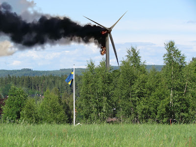 Burning windmill