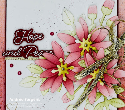 Creating a Christmas card using non-traditional supplies such as the Paper Florist dies is a fun challenge. Try using the dies with a Cherry Cobbler colour combo with the Hope and Peace stamp set.