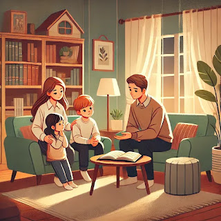 Padres hablando con sus hijos acerca de la muerte