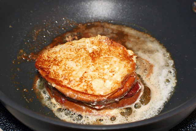 Italian toast in butter frying