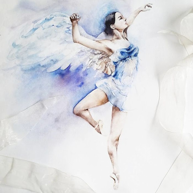 watercolor painting of a Balerina by Yulia She