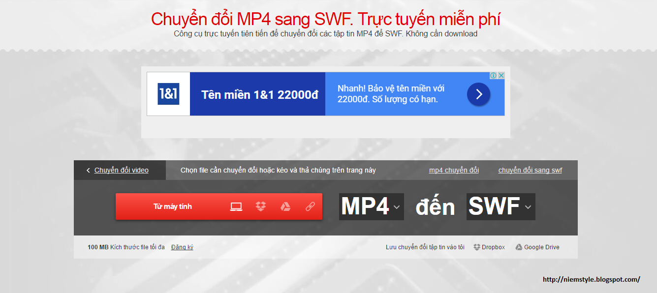 Chuyển đổi MP4 sang SWF online miễn phí