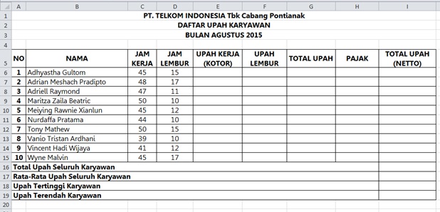 Kumpulan Soal Praktek Microsoft Excel 2010 Belajar Komputer Untuk Pemula
