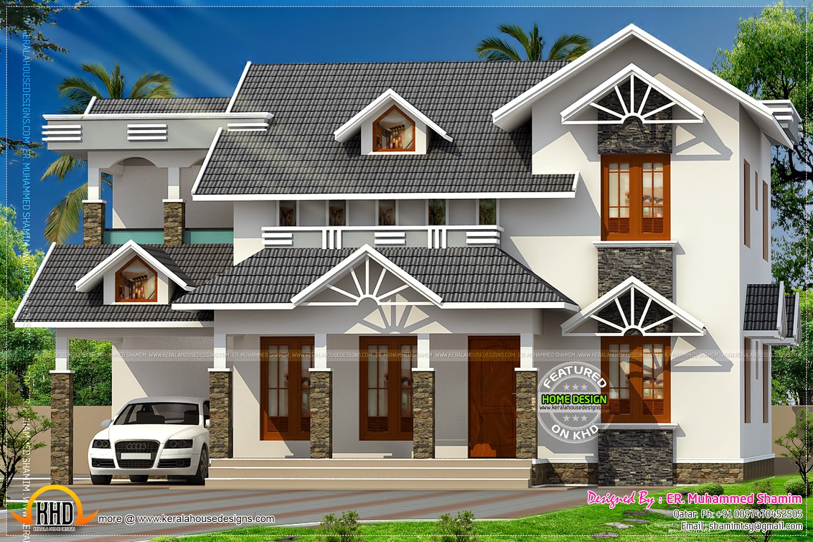 Nice sloped roof Kerala home design ~ Indian House Plans