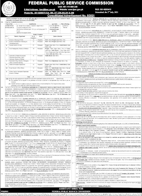 FPSC Jobs 2021 - Federal Public Service Commission