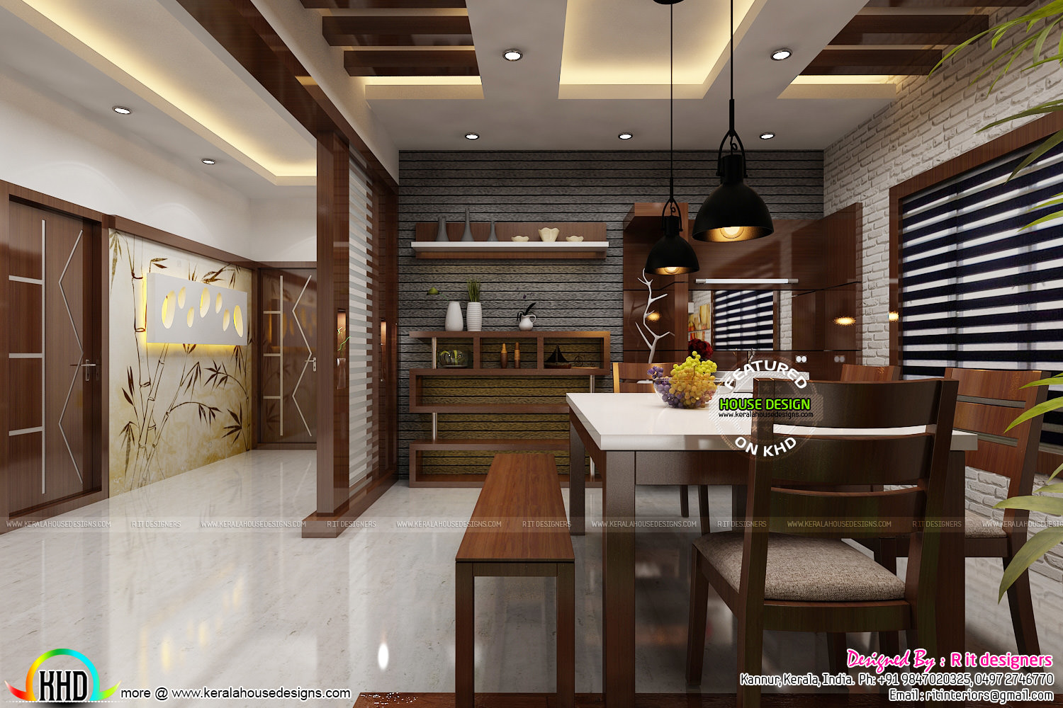 Dining kitchen and foyer interiors  Kerala home  design  