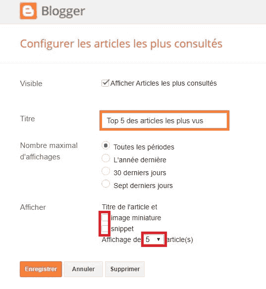 Ajuster les paramètres de votre gadget Blogger