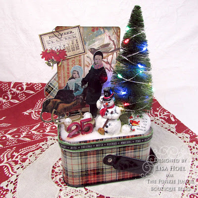 Lisa Hoel for The Funkie Junkie Blog - Christmas Idea-ology assemblage #creativejuicefreshsqueezed  #tim_holtz  #thefunkiejunkie #thefunkiejunkieboutique #frillyandfunkie