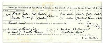 1877 UK Marriage Certificate between Robert Gale and Martha Parsons my great great grandparents