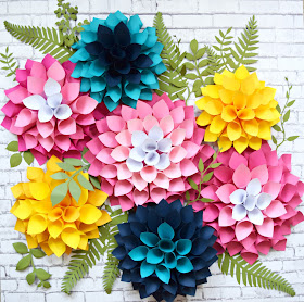 How to make giant paper dahlias. Paper flower templates. 