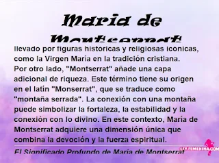 ▷ Significado del nombre Maria de Montserrat