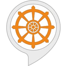 A graphic of the dharma wheel in an Alexa skill icon.