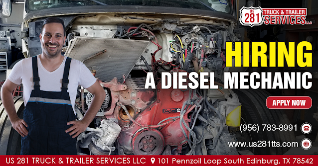 We are hiring diesel mechanics for Cummins, CAT, and Detroit diesel engines at our diesel engine repair shop in Edinburg, South Texas.