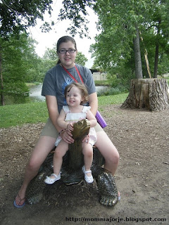Ronni & Sasha on Bronze Turtle @ Tulsa Zoo
