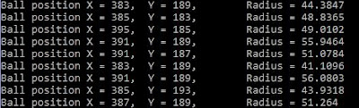 Coordinates and Radius of Yellow Ball