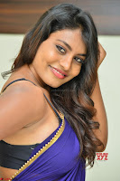 Actress Priya in Blue Saree and Sleevelss Choli at Javed Habib Salon launch ~  Exclusive Galleries 023.jpg