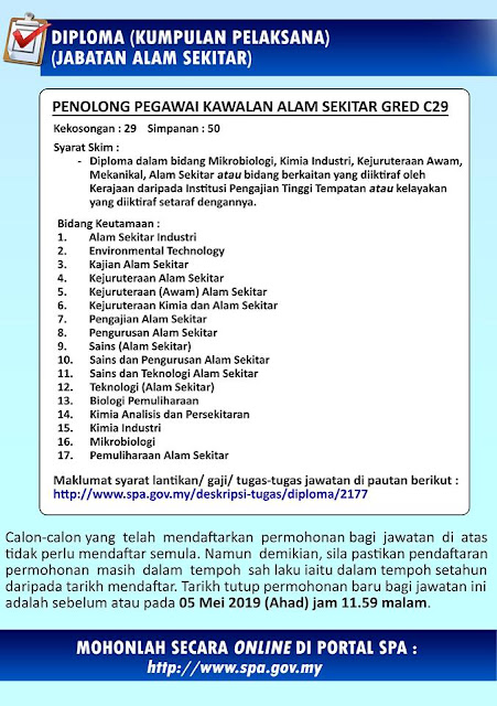 IklanJawatan Kosong Terkini Jabatan Alam Sekitar Malaysia ...