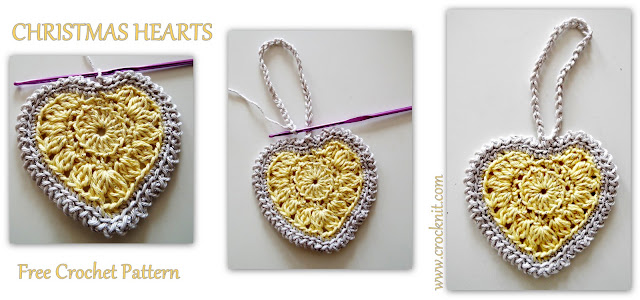 how to crochet, free crochet patterns, hearts, christmas hearts,